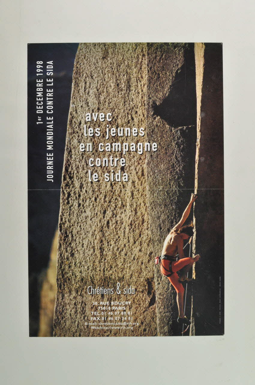 Chrétiens et Sida affiche "Avec les jeunes en campagne contre le sida" France 1998 2003.125.104 Photo Mucem