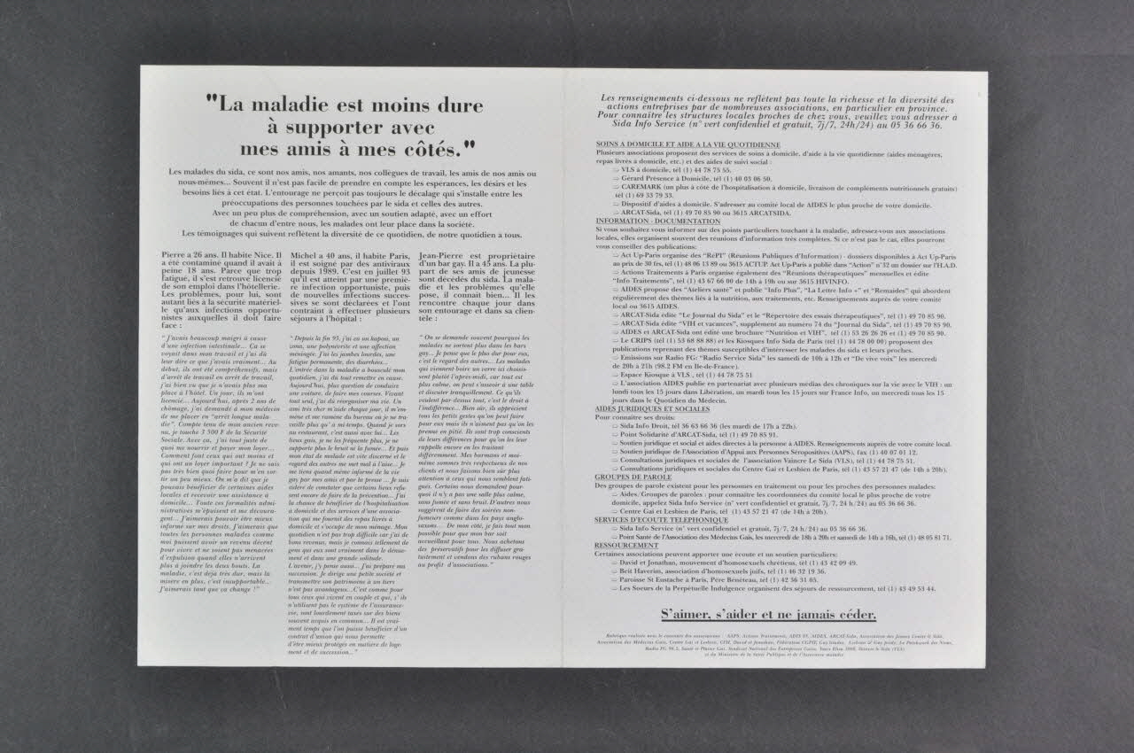 affiche "La maladie est moins dure à supporter avec mes amis à mes côtés (1)" / S'aimer, s'aider et ne jamais céder" 2003.125.105 Photo Mucem