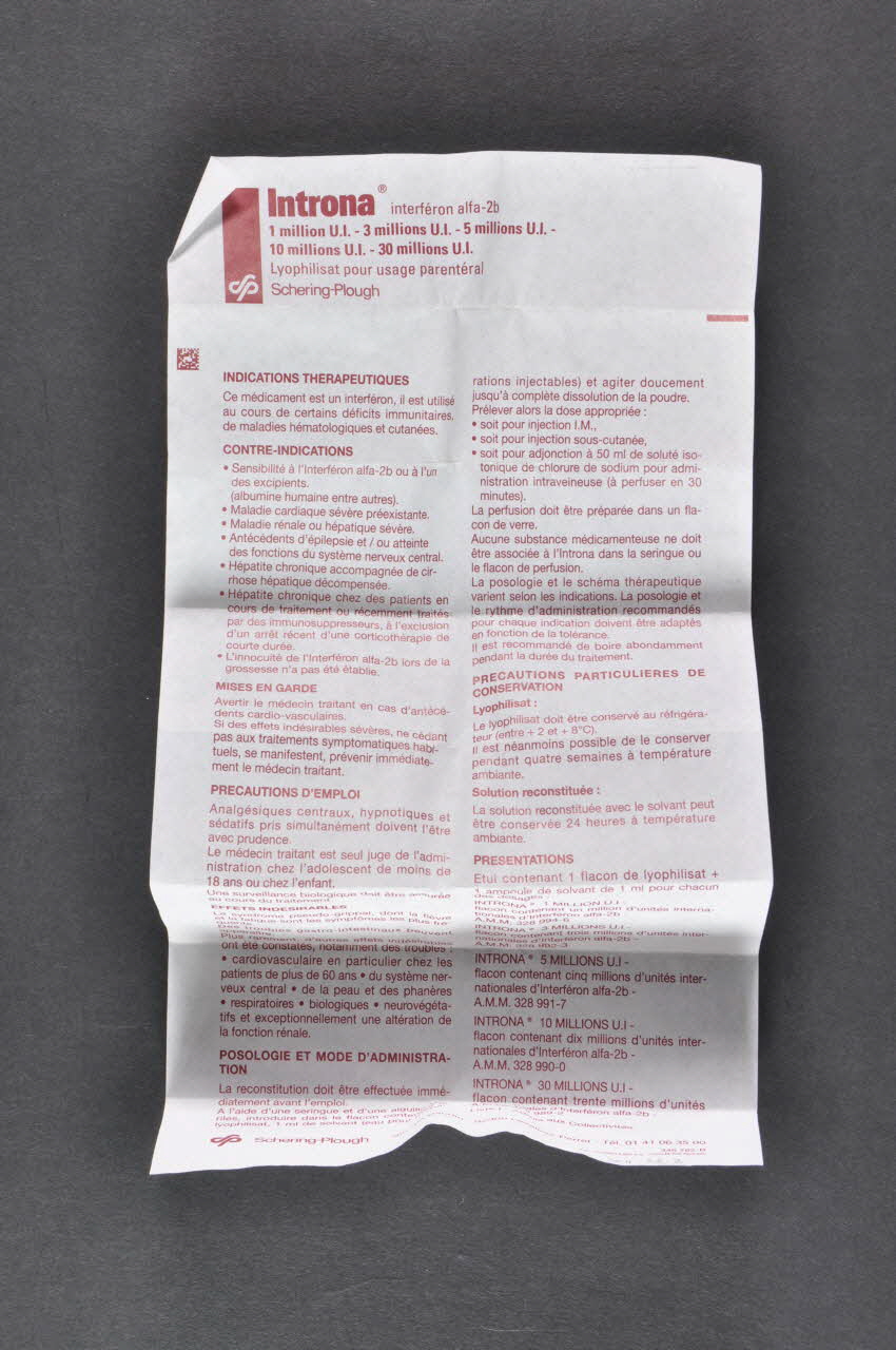 Schering-Plough notice Intona. Interferon France 2004 2004.204.38.2 Photo Mucem
