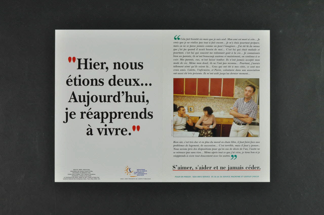 affiche "Hier, nous étions deux... Aujourd'hui, je réapprends à vivre"  (2) / S'aimer, s'aider et ne jamais céder" 2003.125.113 Photo Mucem