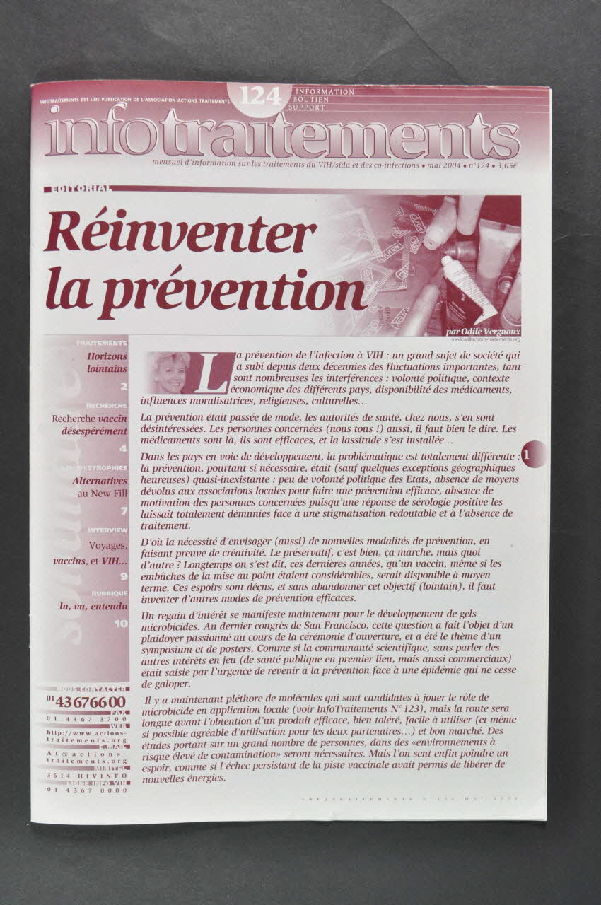Observatoire Régional De Santé Ile De France Et Bulletin Infotraitements, mai 2004, n° 124 : "Réinventer la prévention" France 2004/5 2004.204.45 Photo Mucem