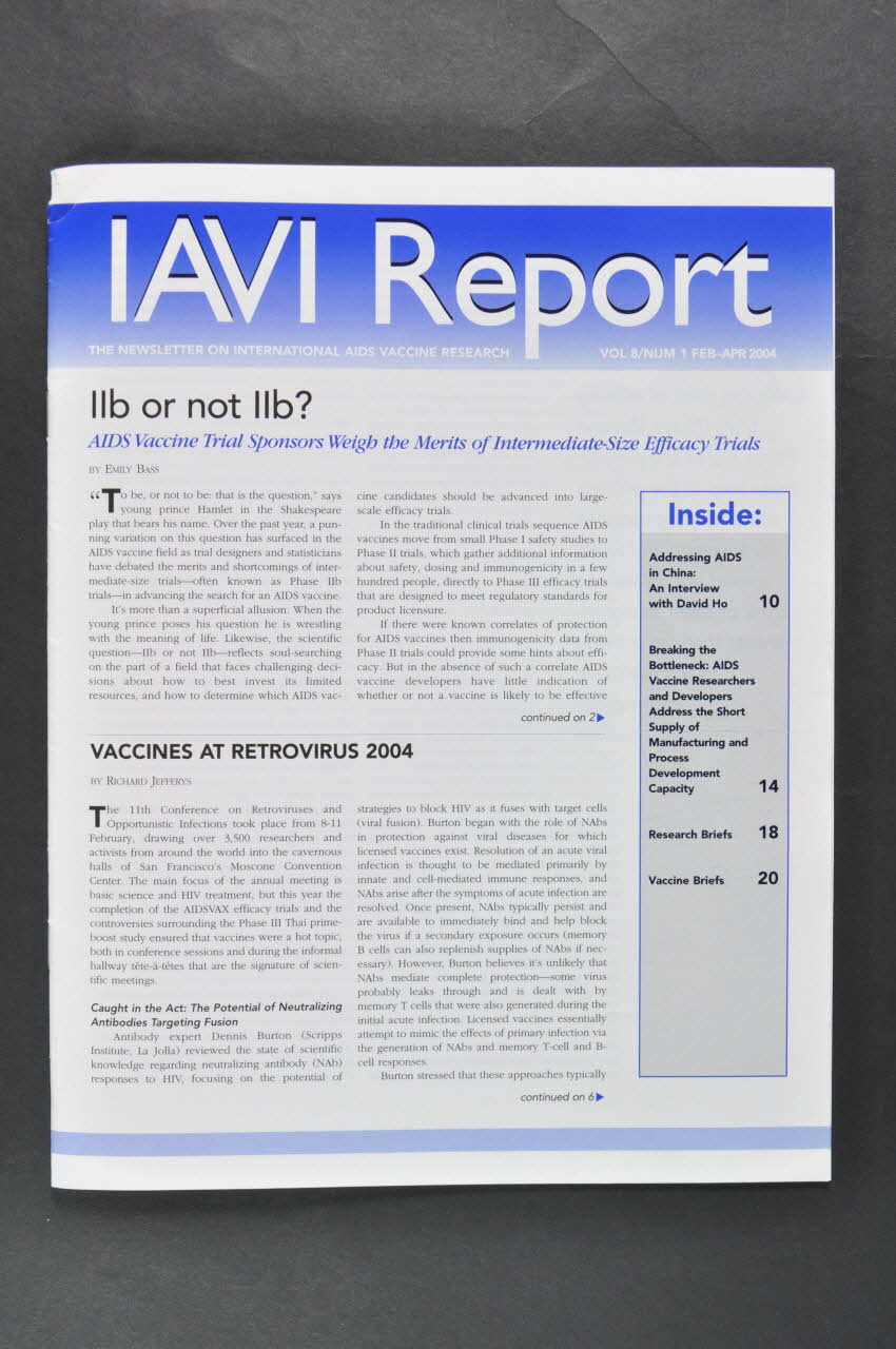 International Aids Vaccine Research Bulletin IAVI Report, fevr-avril 2004, n°1 International 2004 2004.204.47 Photo Mucem