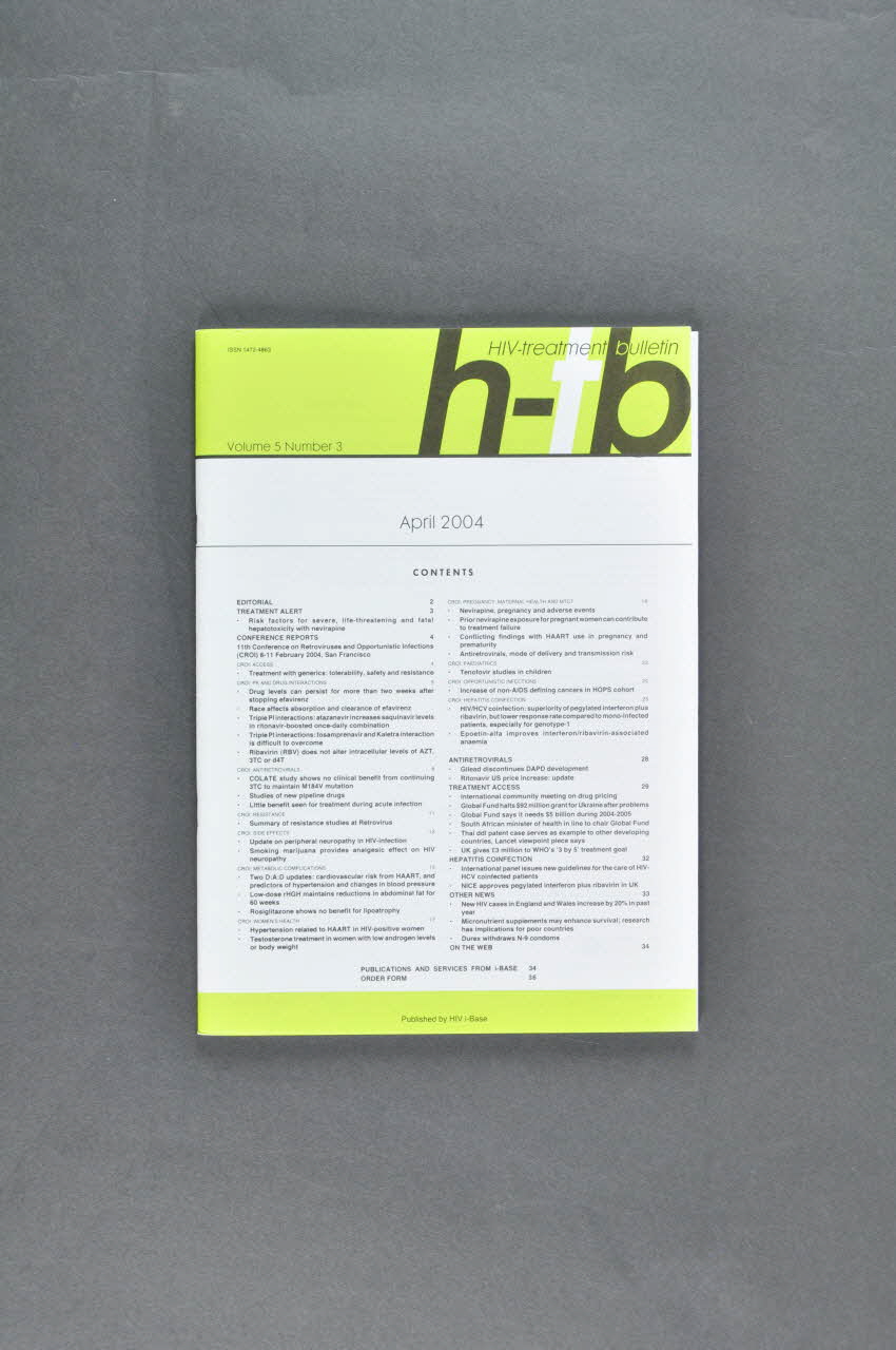 Hiv I-Base Bulletin "HIV-treatment bulletin", avril 2004 International 2004/4 2004.204.48.1-2 Photo Mucem
