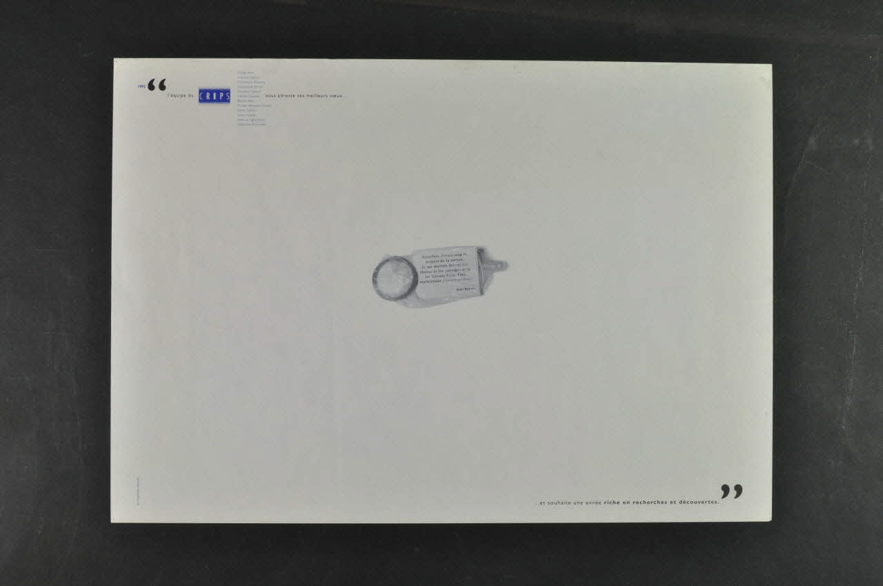 C.R.I.P.S Ile de France affiche "L'équipe du CRIPS vous adresse ses meilleurs voeux..." France 1992 2003.125.126 Photo Mucem