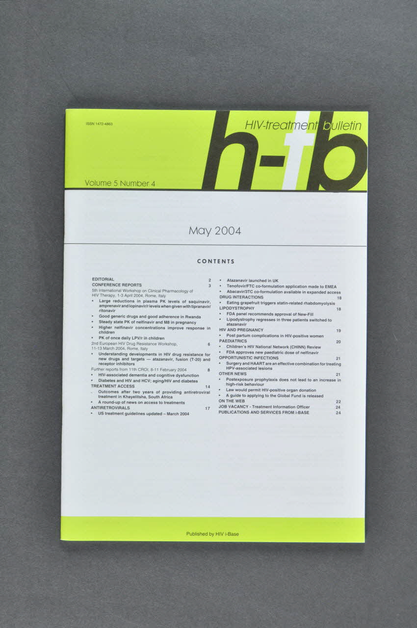 Hiv I-Base Bulletin "HIV-treatment bulletin", mai 2004 International 2004/5 2004.204.49 Photo Mucem