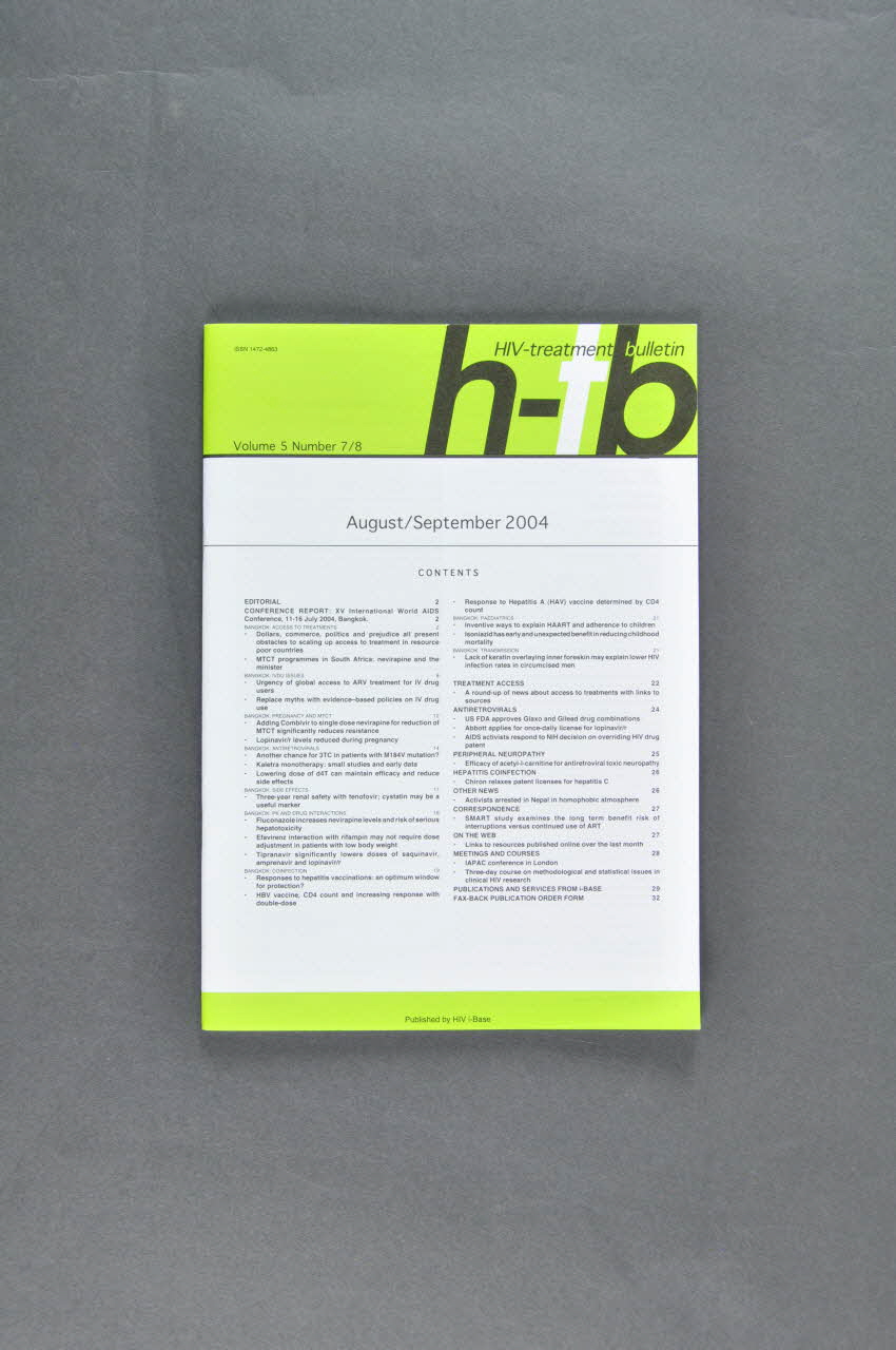 Hiv I-Base Bulletin "HIV-treatment bulletin", août-septembre  2004 International 2004 2004.204.50 Photo Mucem