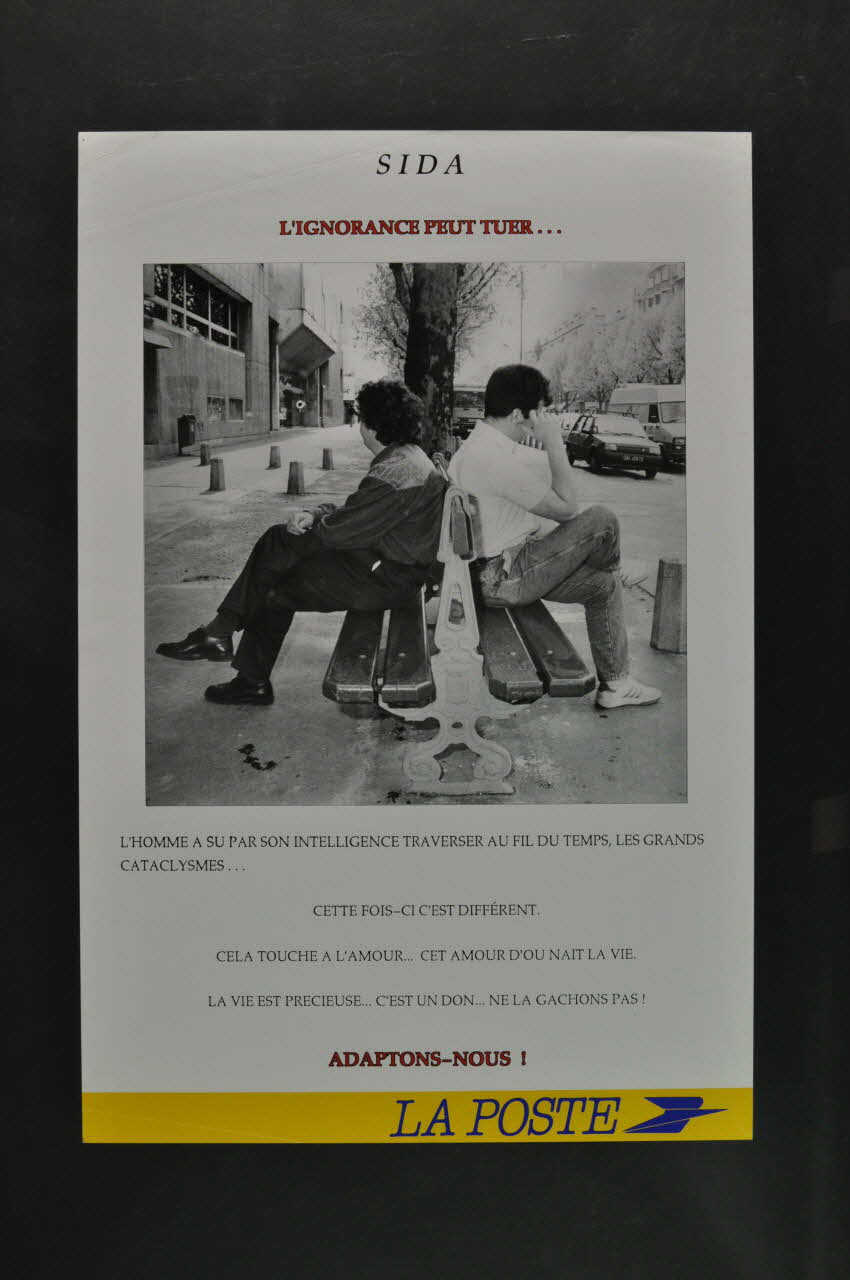affiche "Sida, l'ignorance peut tuer" (personnes sur un banc) 2003.125.141 Photo Mucem