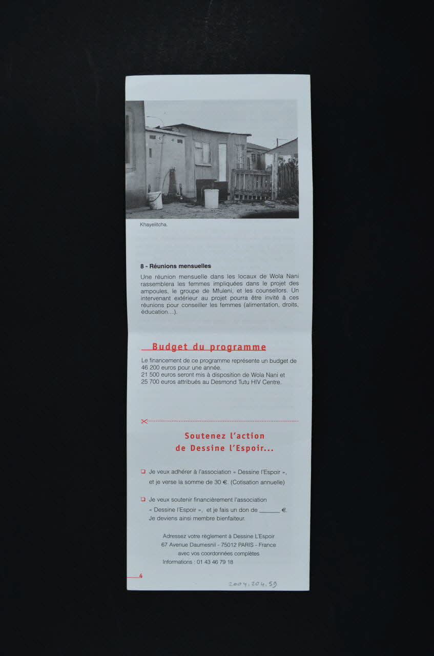 Bulletin d'information "Dessine l'espoir" France 2004/5 2004.204.59 Photo Mucem