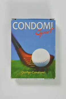 étui de préservatif "Condomi Sport. Golfer Condomi" (sans préservatifs) 2003.125.152  Photo Mucem
