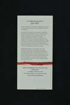 Unesco, Fondation Mondiale Recherche Et Prévention Dépliant "World Foundation Aids Research and prevention. AIDS : a global emergency"  (Fondation mondiale Recherche et Prévention Sida. Sida une émergence mondiale) International 2004 2004.204.62 Photo Mucem