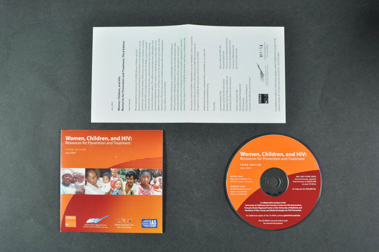 Centre For Hiv Information (Université De CD-ROM Women, Children and HIV : Resources for prevention and treatment (Femmes, enfants et VIH. Ressources pour la prévention et le traitement) International 2004 2004.204.67.1-3 Photo Mucem