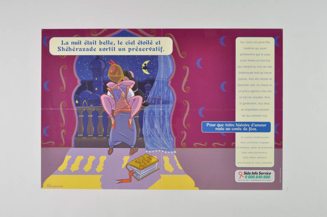 Sida Info Service - Ligne Azur affiche "La nuit était belle, le ciel étoilé et Shéhérazade sortit un préservatif" France 1998 2003.125.182 Photo Mucem