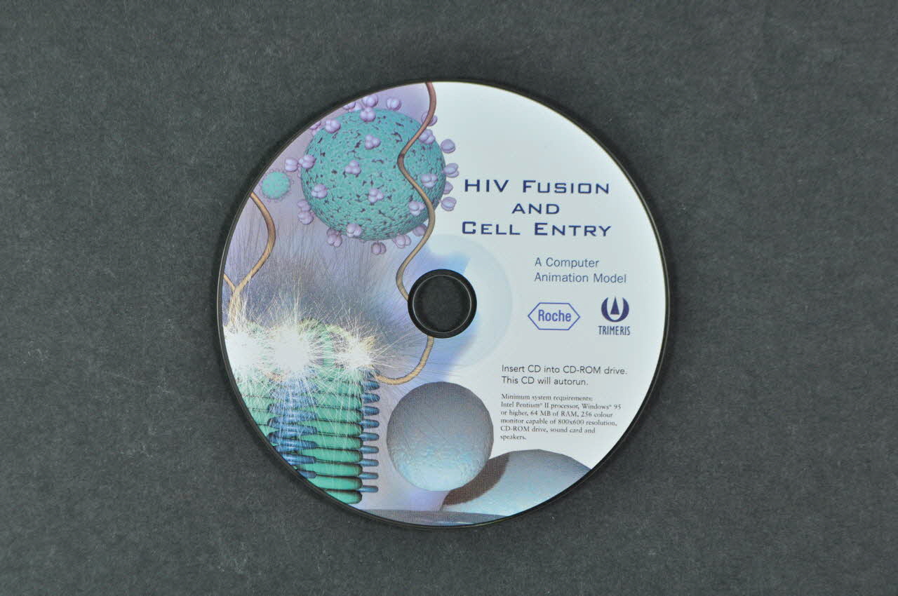 Laboratoire Roche CD (compact disque) HIV Fusion and cell entry. A computer animation model (Fusion et entrée dans la cellule du VIH. Un modèle d'animation informatique) International 2004 2004.204.85 Photo Mucem