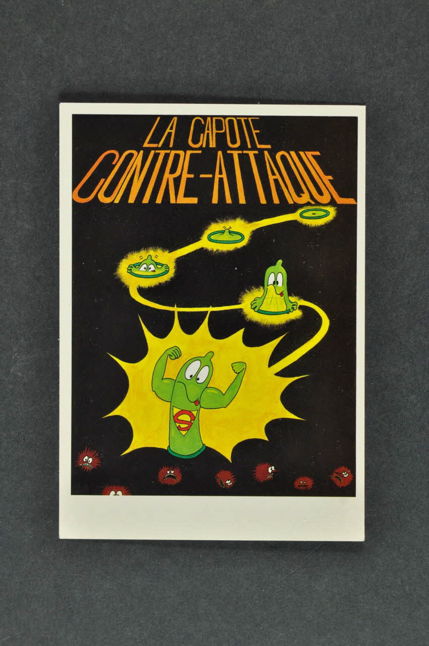 Service Inter Universitaire de Médecine Préventive carte postale "La capote contre-attaque" Île-de-France, France 1990 2003.125.225 Photo Mucem