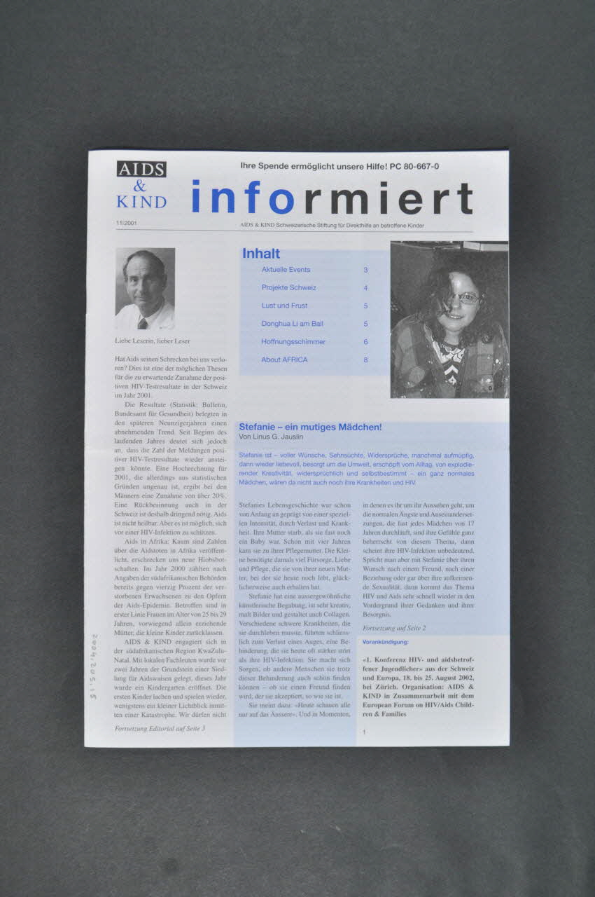 Aids & Kinds Bulletin Bulletin associatif "Aids & Kinds informiert, 11 /2001 Lorraine, France 2001 2004.205.15 Photo Mucem