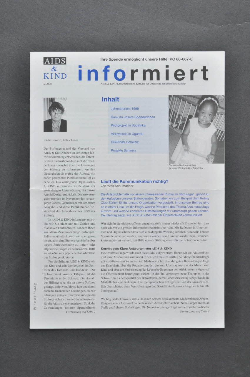 Aids & Kinds Bulletin Buletin associatif "Aids & Kinds informiert, 5/2000 Lorraine, France 2000 2004.205.16 Photo Mucem