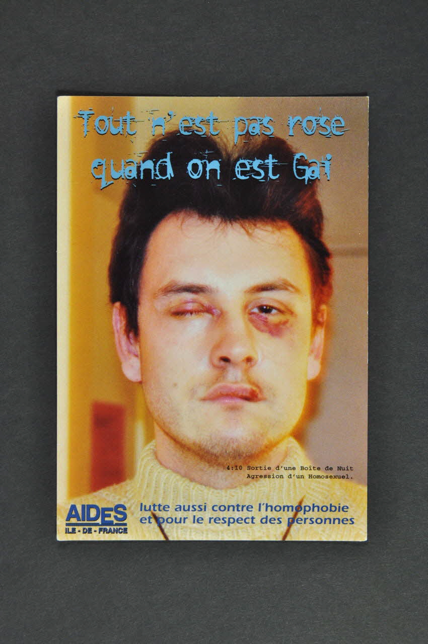 Aides Ile-de-France / Groupe Pin'aides carte postale "Tout n'est pas rose quand on est gai" Île-de-France, France 1998 2003.125.241 Photo Mucem