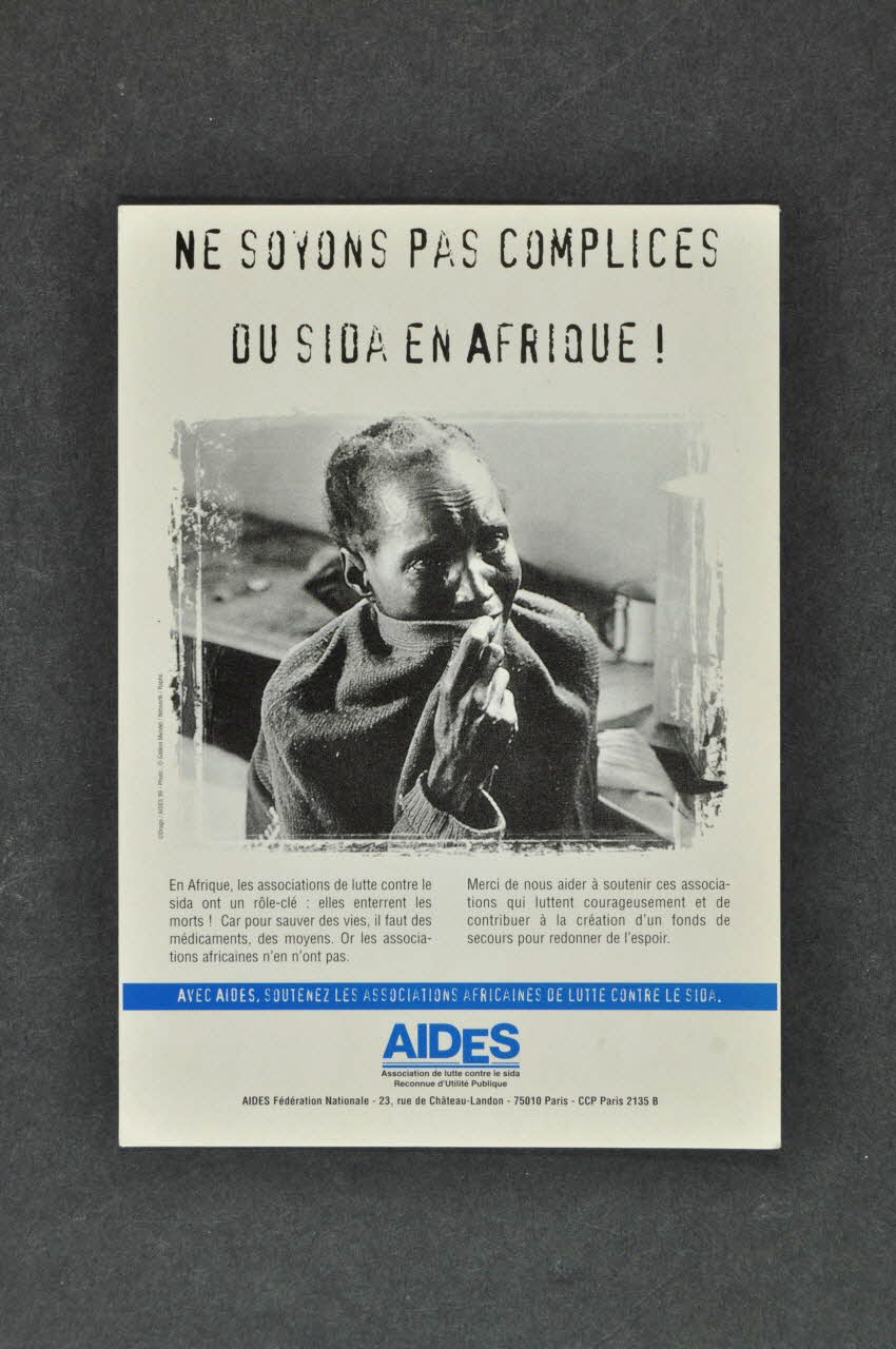 carte postale "Ne soyons pas complices du sida en Afrique !" 2003.125.245 Photo Mucem