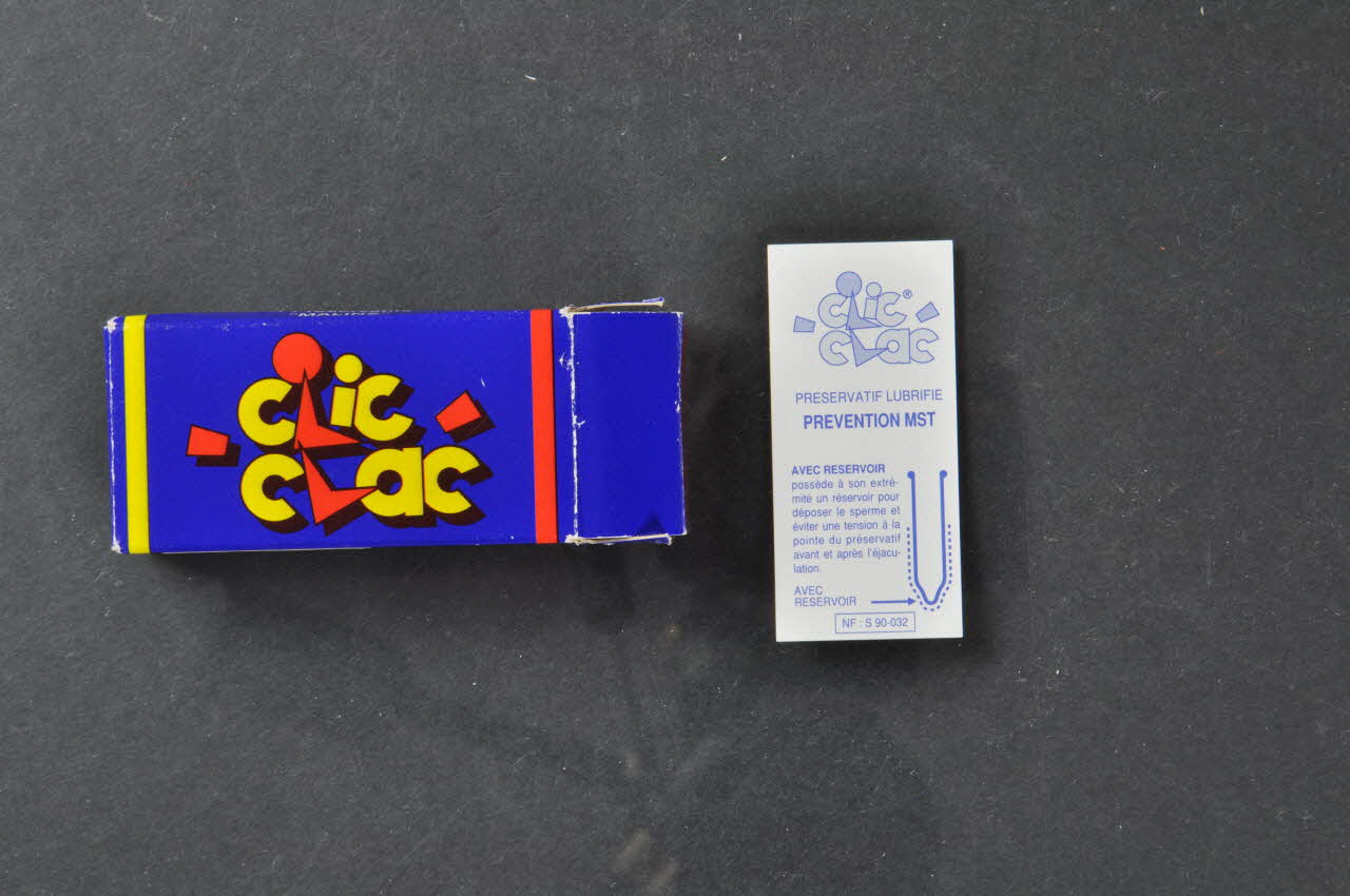 Clic Clac boîte "Clic Clac" 4 préservatifs malins (sans préservatifs) France 1994 2003.125.25.1-2 Photo Mucem