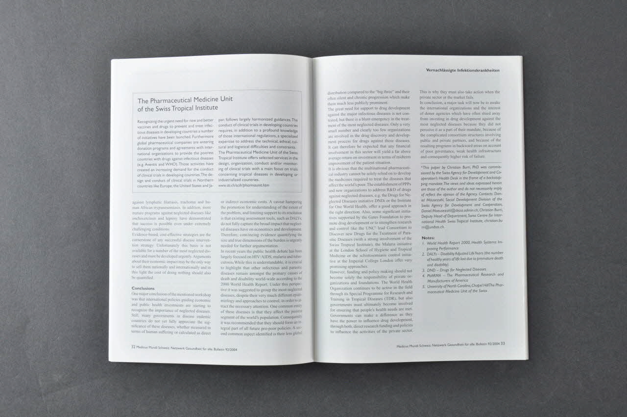 Netzwerk Medicus Mundi Schweitz Bulletin Netzwerk Medicus Mundi Schweiz, n° 92 avril 2004 / Maladies négligées Lorraine, France 2004 2004.205.24 Photo Mucem