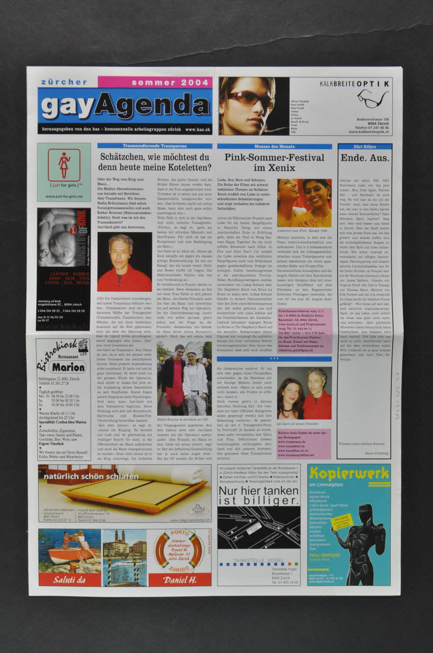 Homosexuelle Arbeitsgruppen Zurich (HAZ) journal Bulletin Gay Agenda, été 2004 Lorraine, France 2004 2004.205.27 Photo Mucem