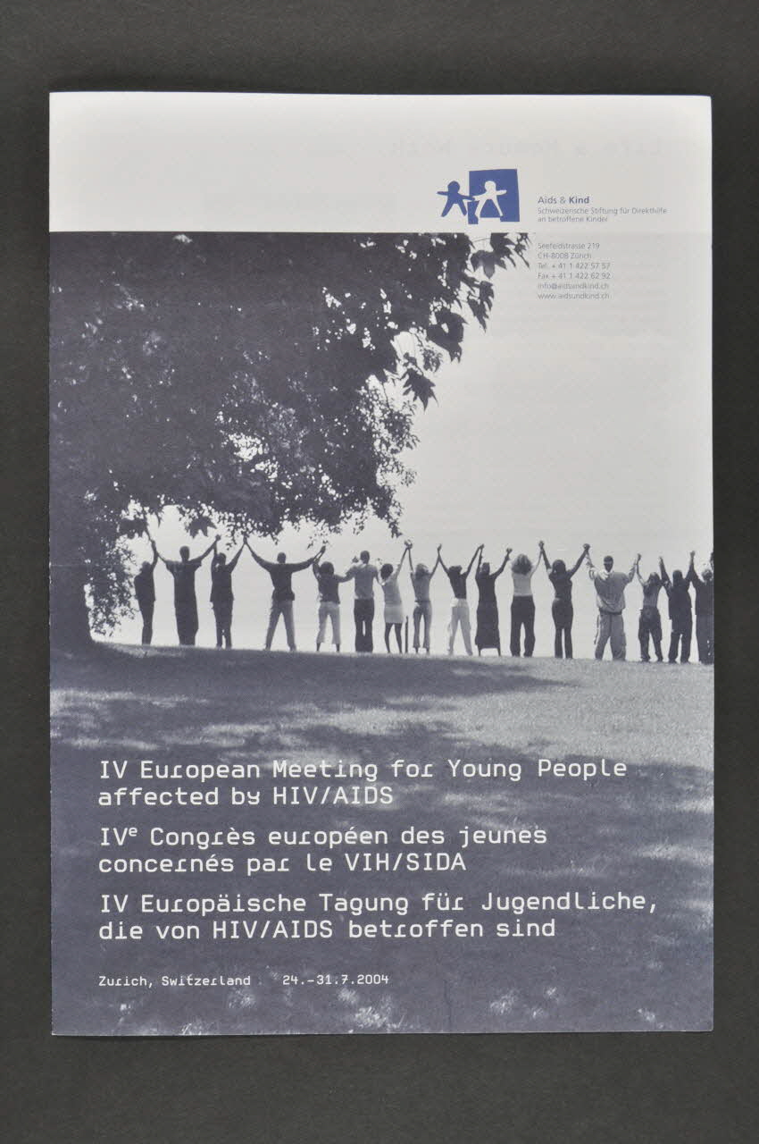 Aids & Kind Dépliant IV Congrès européen des jeunes concernés par le VIH/Sida Lorraine, France 2004 2004.205.39 Photo Mucem