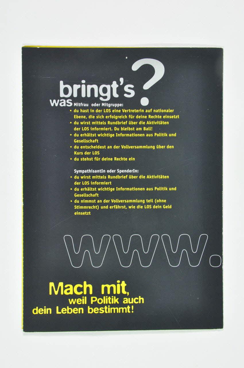 Dépliant "Lesbenorganisation Schweiz" 2004.205.41 Photo Mucem