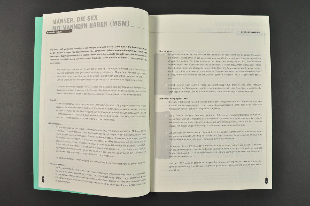 Aids-Hilfe Schweiz BROCHURE "Jahresbericht 1997" Lorraine, France 1997 2004.205.5 Photo Mucem