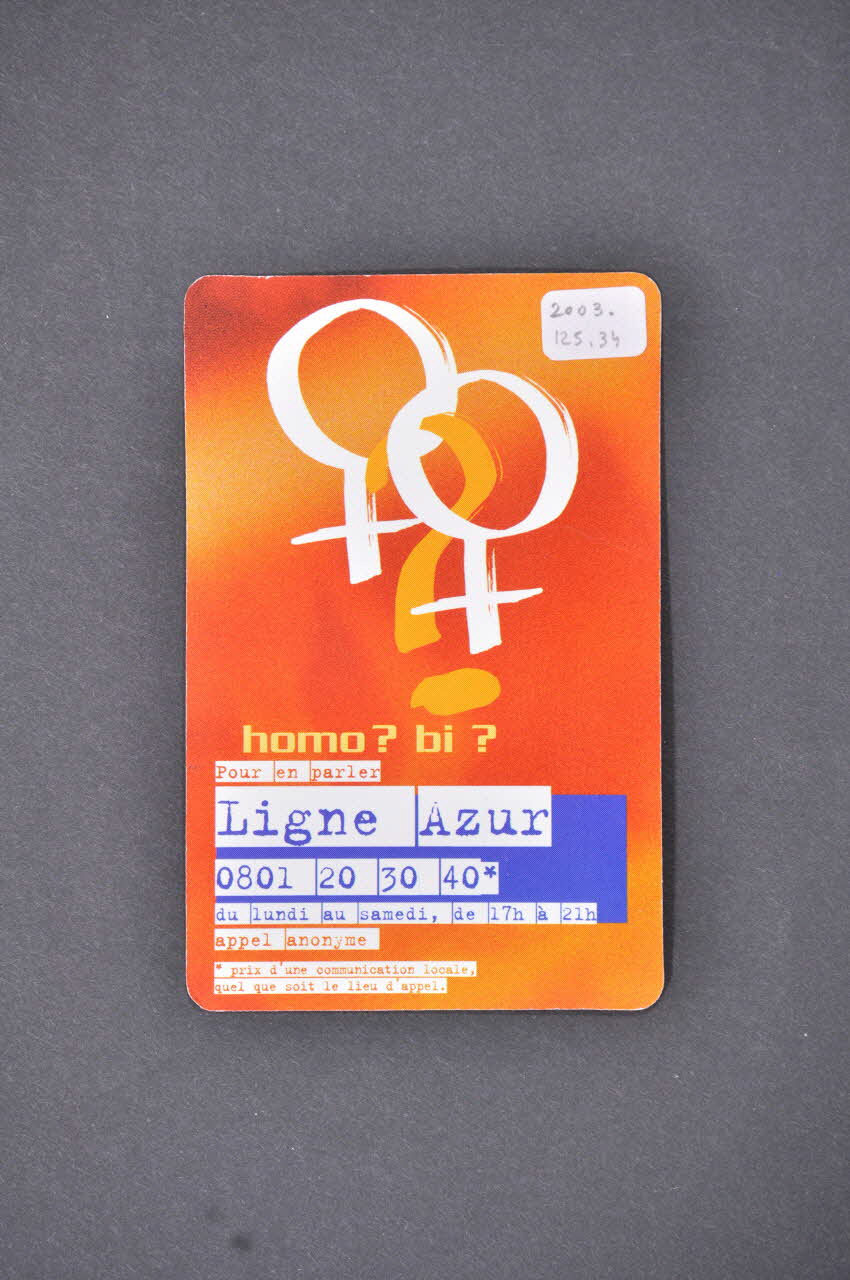 Carte d'information "Homo ? bi ? Ligne azur" 2003.125.34 Photo Mucem