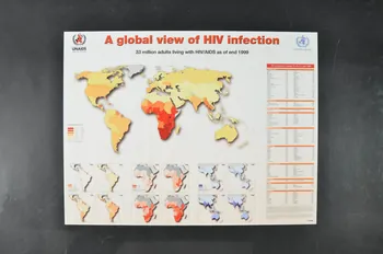 Onusida carte "A global view of HIV infection. 33 million adults living with HIV/AIDS as of end 1999" (Vue globale de l'infection par le VIH. 33 millions d'adultes vivant avec le VIH/sida fin 1999) Lorraine, France 2000/6 2004.206.26 Photo Mucem