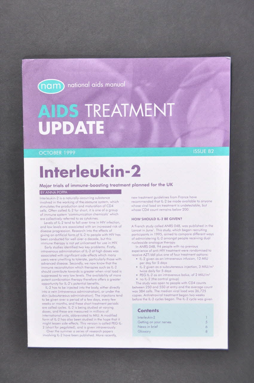 Nam revue "AIDS Treatment Update", octobre 1999, n° 82 Grande Bretagne 1999/10 2005.182.65 Photo Mucem