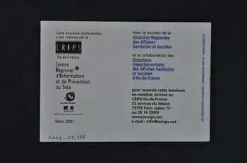 BROCHURE "Sida Hépatite C . Consultations de dépistage et d'information pour tous en Ile-de-France" 2003.125.438 Photo Mucem