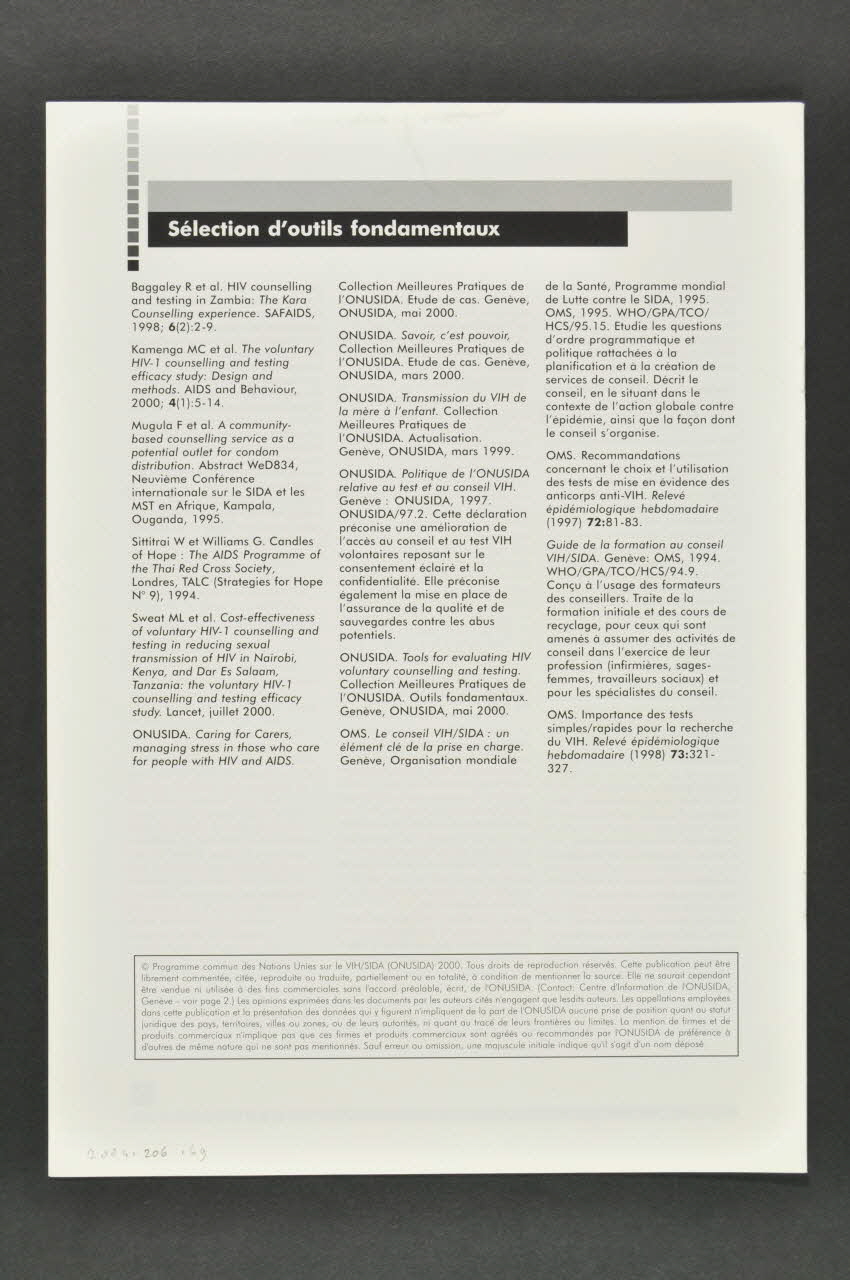 Onusida BROCHURE " Conseil et test volontaires" Lorraine, France 2000/9 2004.206.69  Photo Mucem