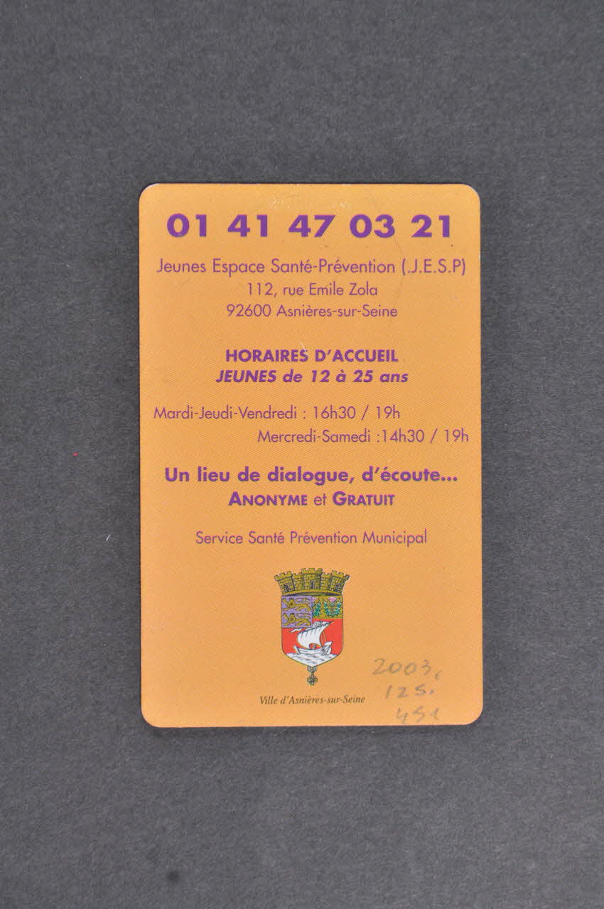 Carte d'information " Santé Bien Etre..." 2003.125.451 Photo Mucem