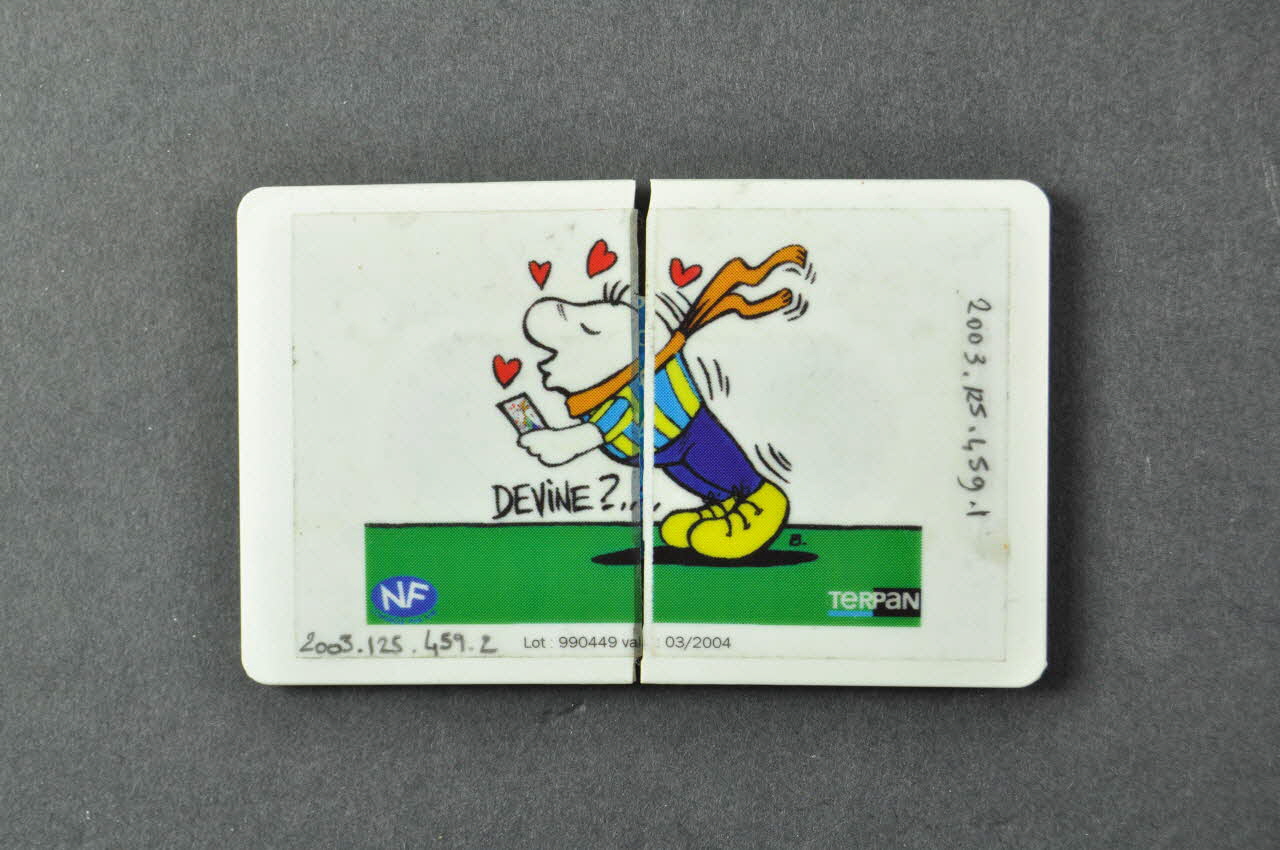 Aspelia / Terpan Emballage de préservatif "Devine ? " France 2004/3 2003.125.459.1-3 Photo Mucem