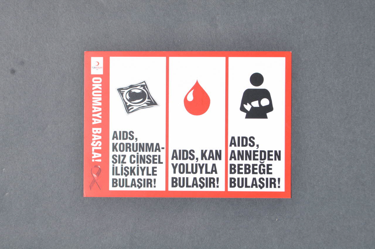 carte postale "Okumaya Basla !" (Commencez à lire. Apprenez des choses sur le sida) 2005.186.6 Photo Mucem