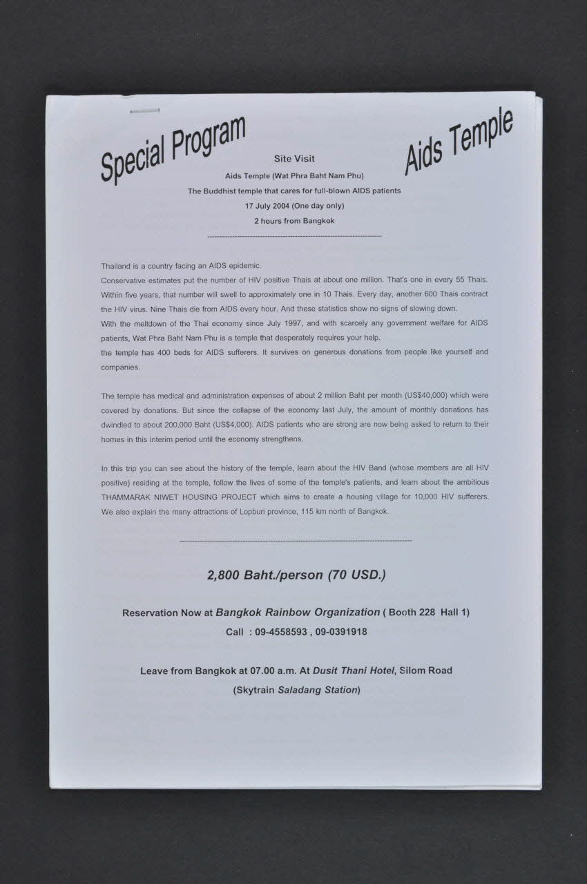 Bangkok Rainbow Organization Dossier Special Program International 2004 2004.207.136 Photo Mucem