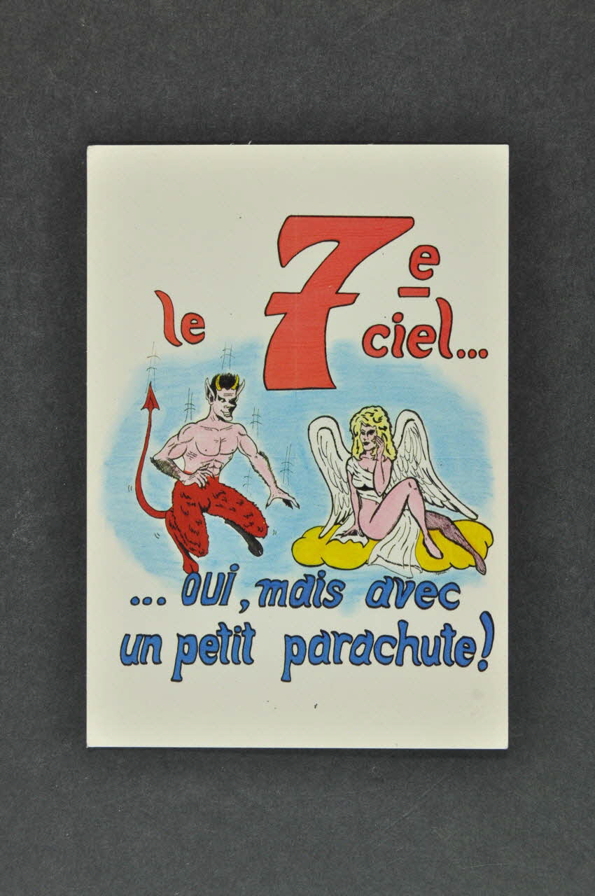 Service Inter Universitaire de Médecine Préventive carte postale " Le 7° ciel... oui, mais avec un petit parachute !" France 1990 2003.125.551 Photo Mucem