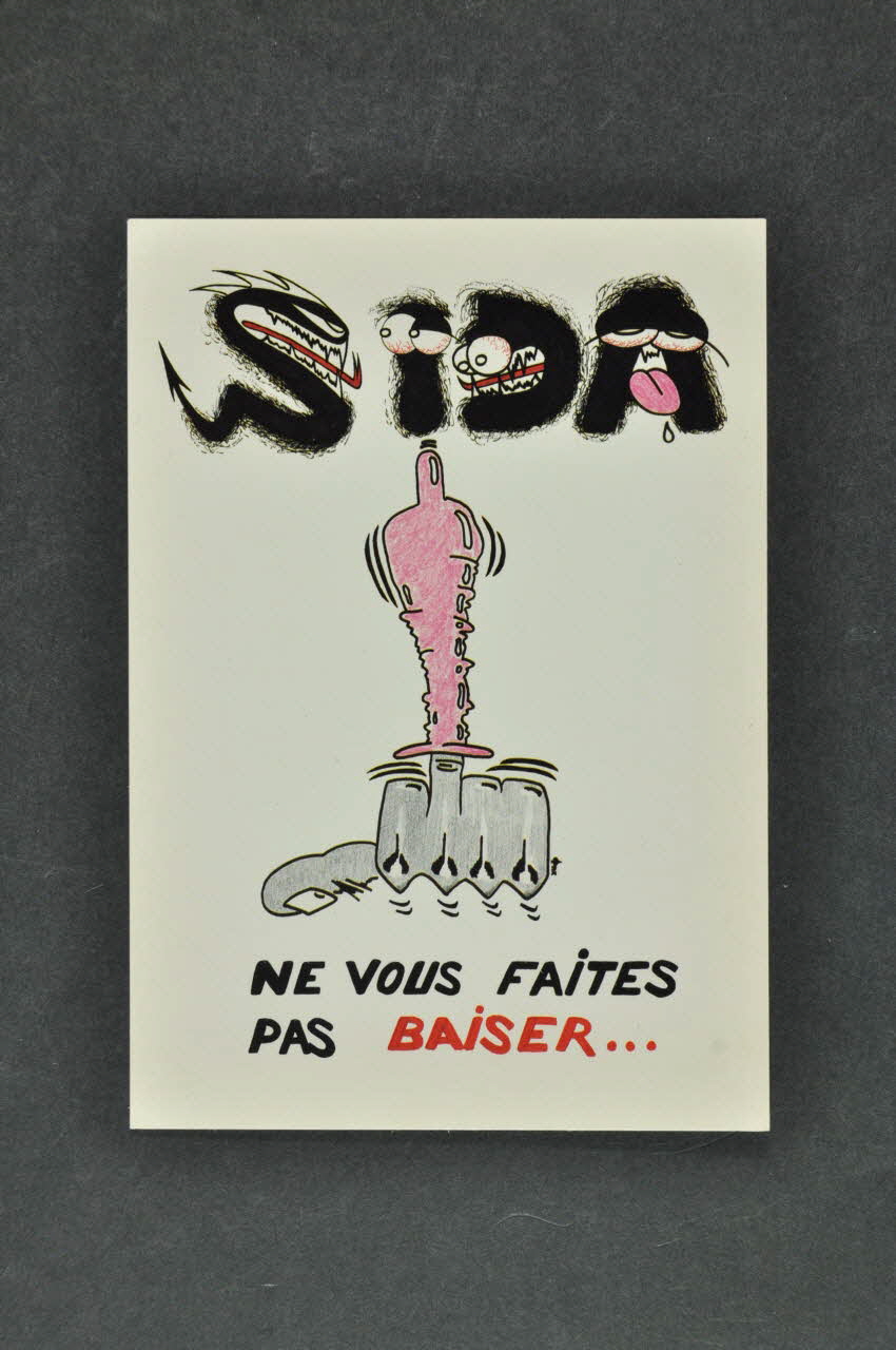 Siump Et Pasteur Vaccins carte postale "Sida Ne vous faites pas baiser" France 1990 2003.125.555  Photo Mucem