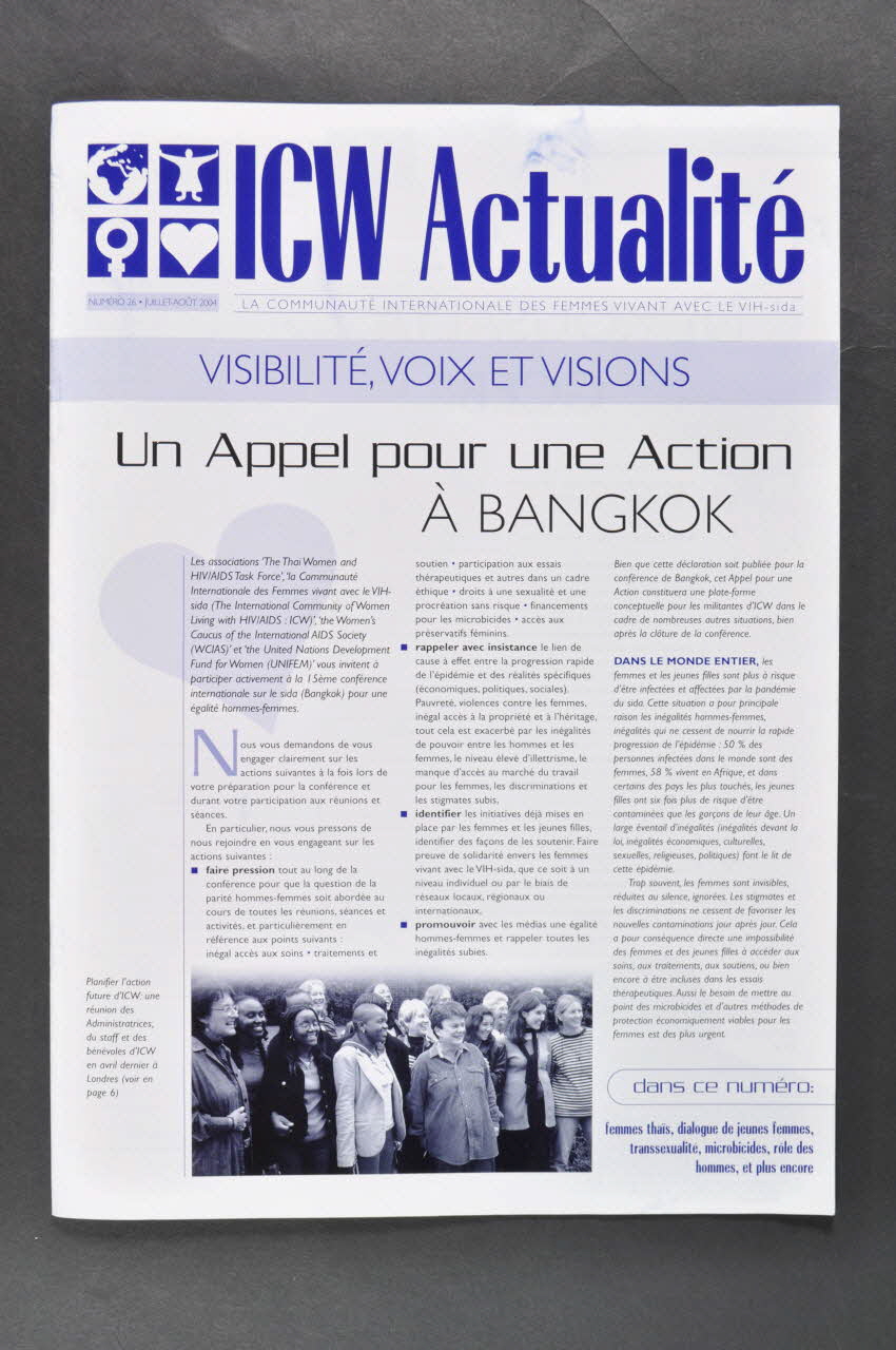 Communauté Internationale Des Femmes Vivant Avec revue "ICW Actualité, 7-8 2004, n° 26, 12 pp International 2004 2004.207.179 Photo Mucem