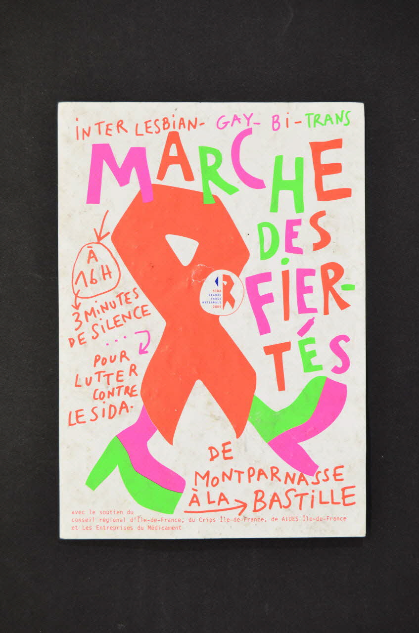 Inter - Lesbian Gay Bi Trans tract "Marche des fiertés. A 16 h 3 minutes de silence pour lutter contre le sida" France 2005 2005.197.11 Photo Mucem
