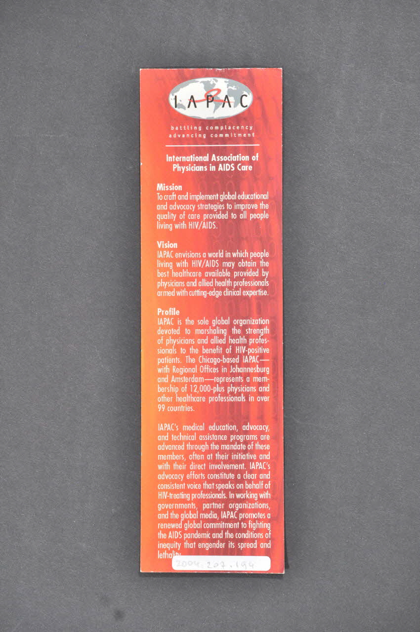 marque-page IAPAC International 2004 2004.207.194 Photo Mucem