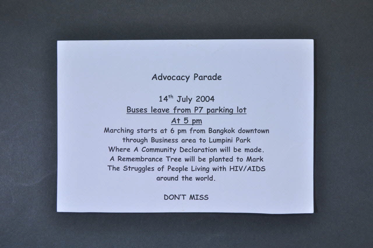 Xv° Conférence Internationale Du Sida - Global tract "Advocacy parade" International 2004/7/14 2004.207.215 Photo Mucem