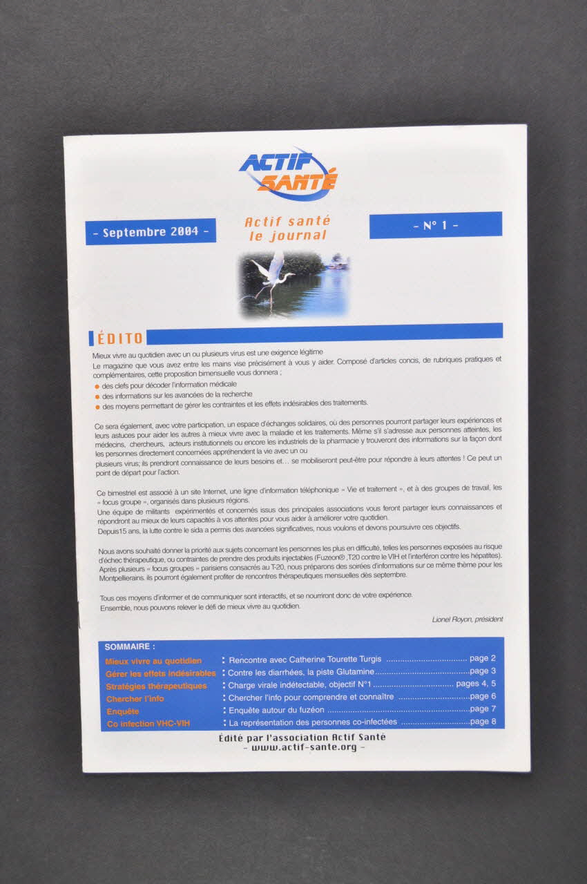 Bulletin associatif "Actif santé le journal", septembre 2004, n°1 France 2004/9 2005.197.32 Photo Mucem