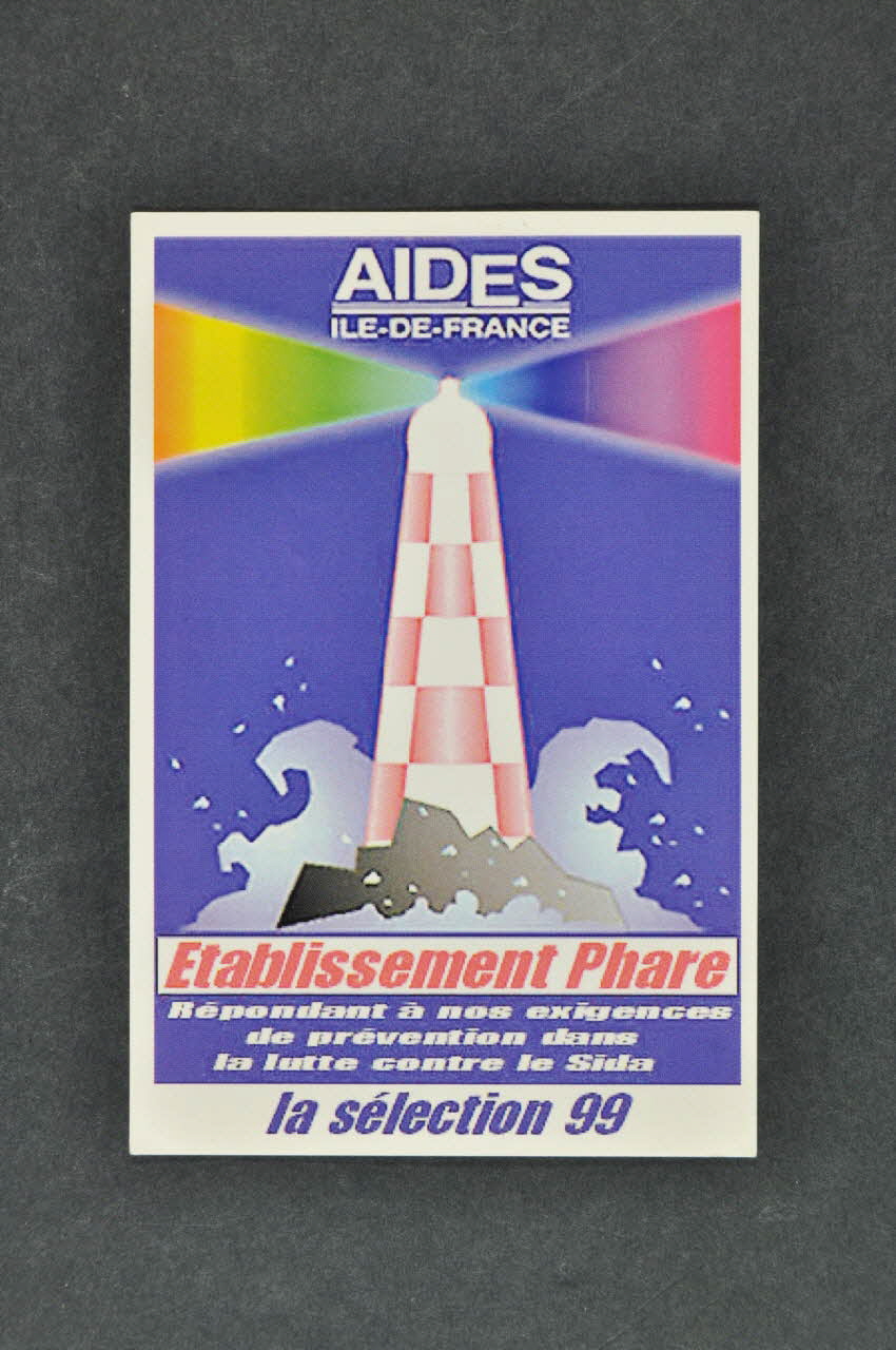 Aides Ile De France carte postale "Etablissement phare répondant à nos exigences de prévention dans la lutte contre le Sida" Île-de-France, France 1999 2003.125.624 Photo Mucem