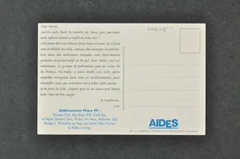 Aides Ile De France carte postale "Etablissement phare répondant à nos exigences de prévention dans la lutte contre le Sida" France 1999 2003.125.624  Photo Mucem