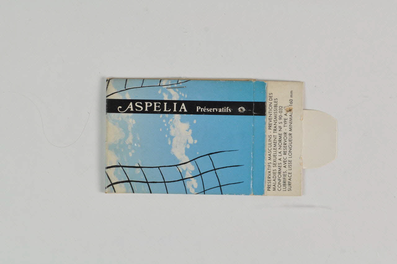 Aspelia pochette Emballage de   préservatifs "Aspelia " (sans préservatif) France 1995 2003.125.631 Photo Mucem