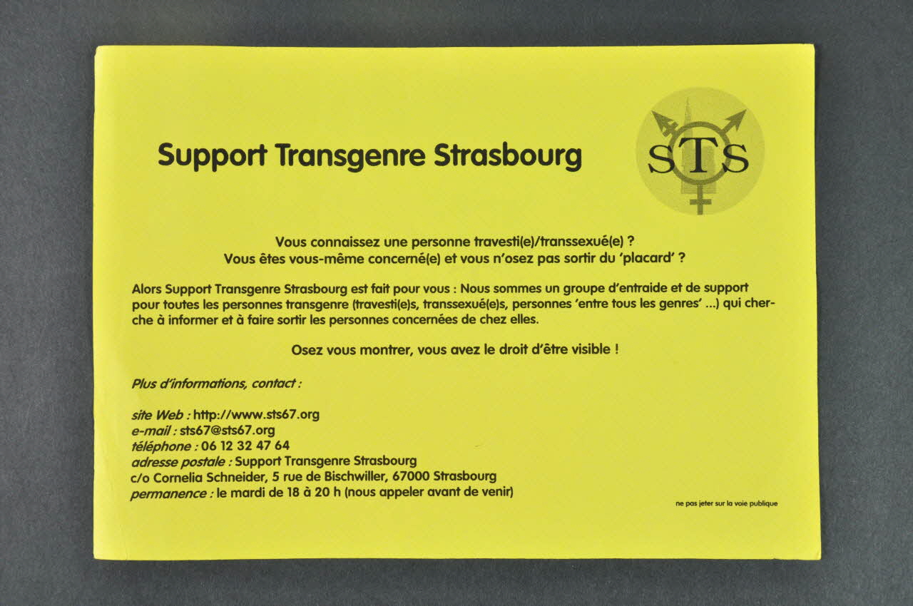 Support Transgenre Strasbourg tract Support Transgenre Strasbourg Alsace, France 2004 2004.207.254 Photo Mucem