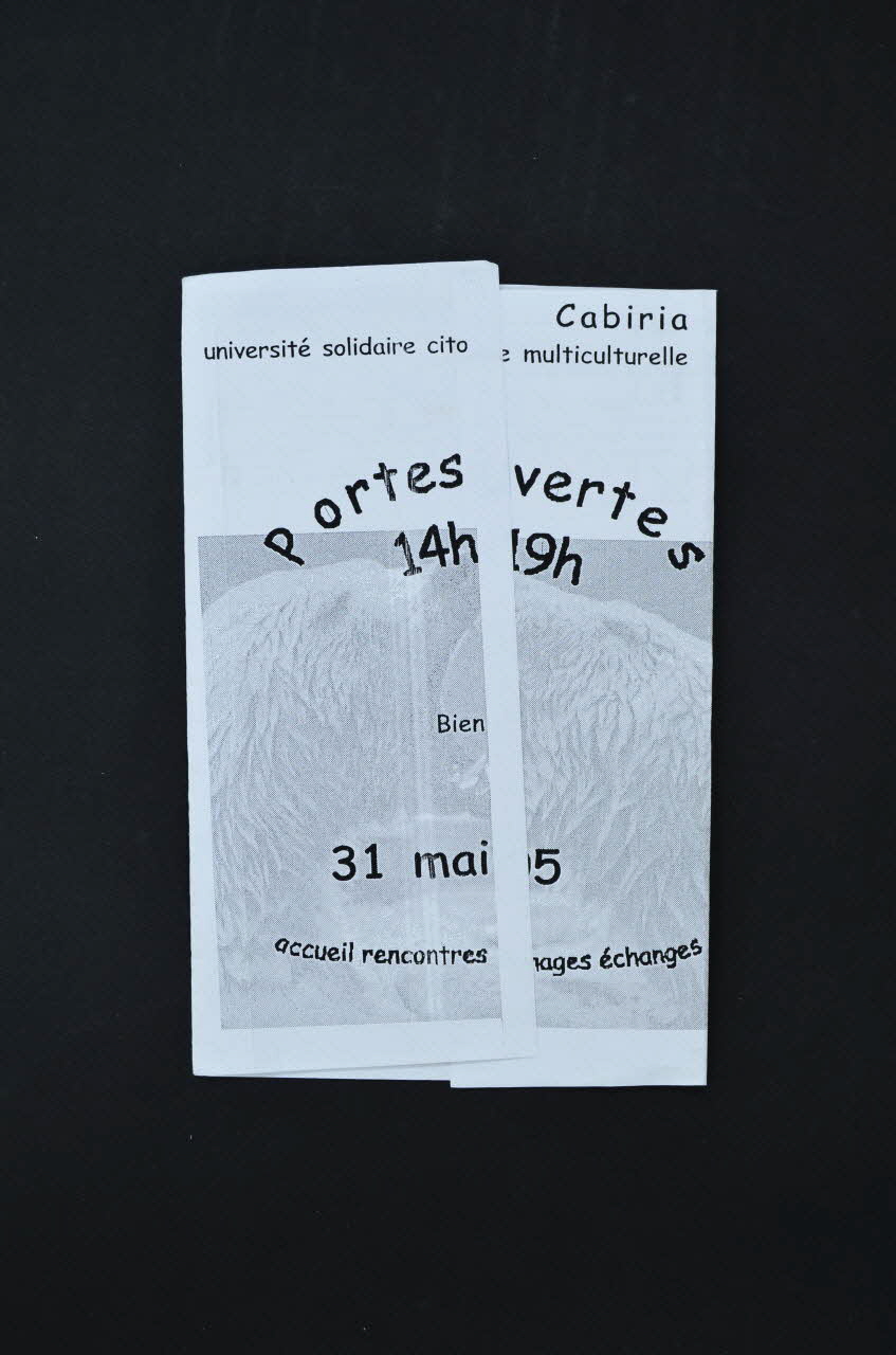 Cabiria Dépliant "Cabiria. Université solidaire citoyenne multiculturelle" Rhône-Alpes, France 2005/5 2005.197.54 Photo Mucem