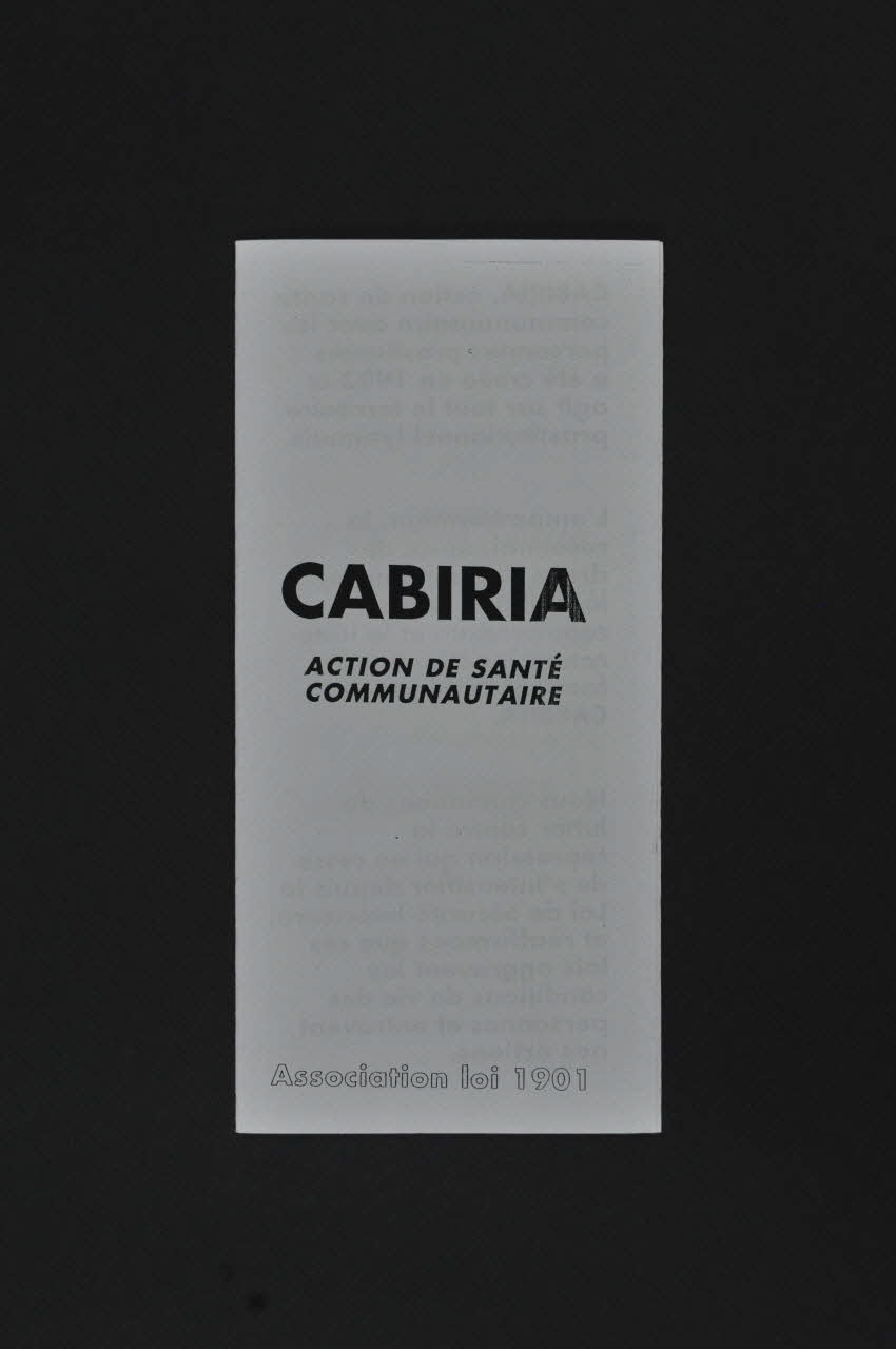 Cabiria Dépliant "Cabiria. Action de santé communautaire" Rhône-Alpes, France 2005 2005.197.56 Photo Mucem